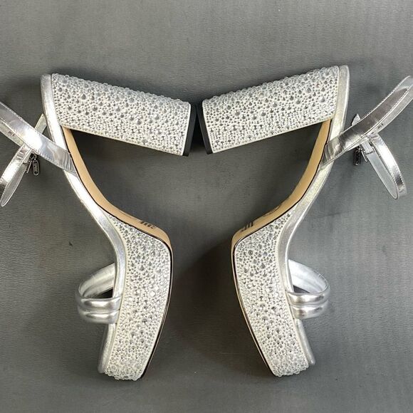 Michael Kors Women Laci Embellished Metallic High Heel Platform Sandal size 9.5 - Picture 7 of 11